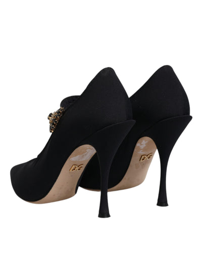 Dolce & Gabbana Schwarz Mary Jane Stretch Kristall Pumps Schuhe
