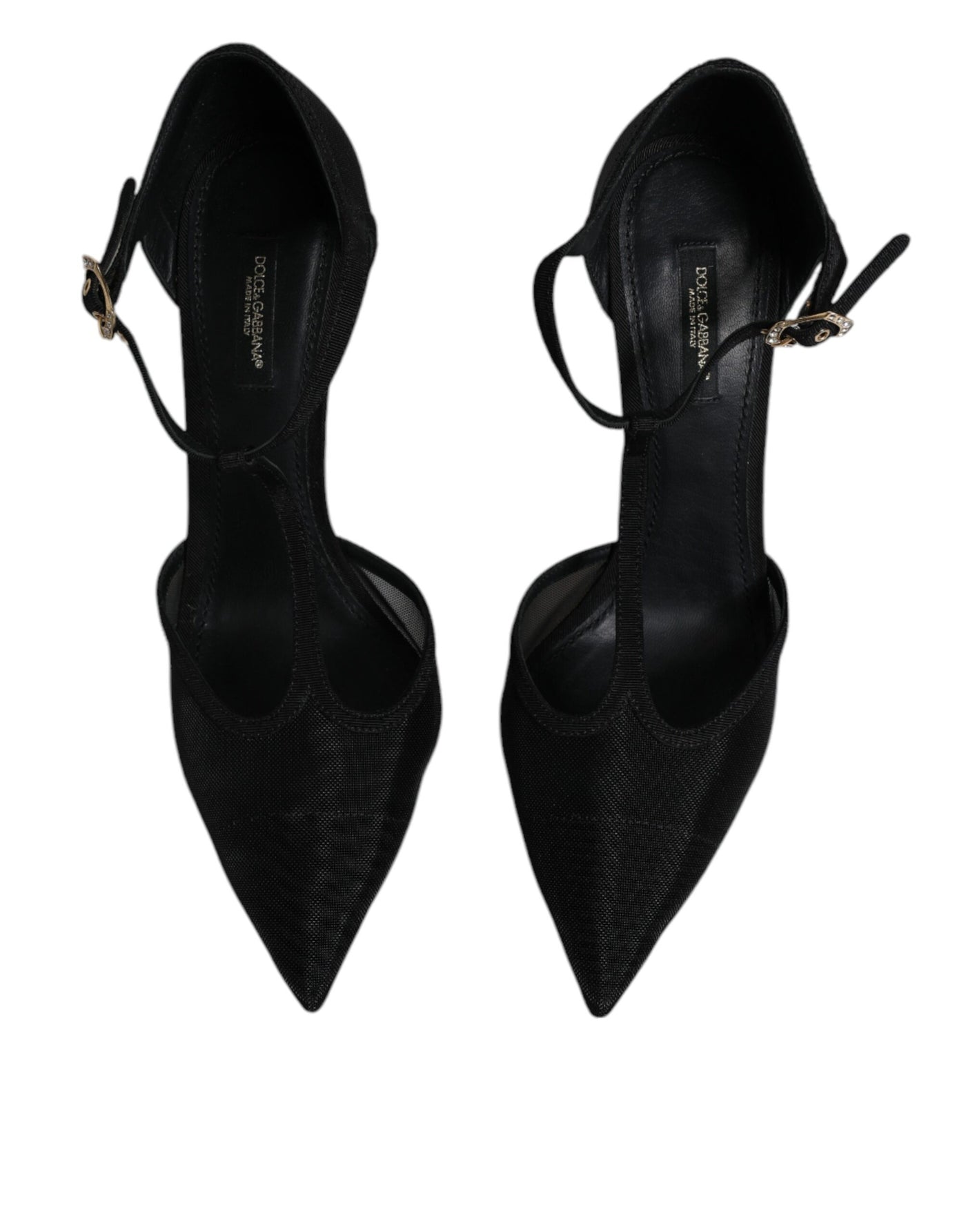 Dolce & Gabbana Schwarz Mesh T-strap Stiletto High Heels Schuhe