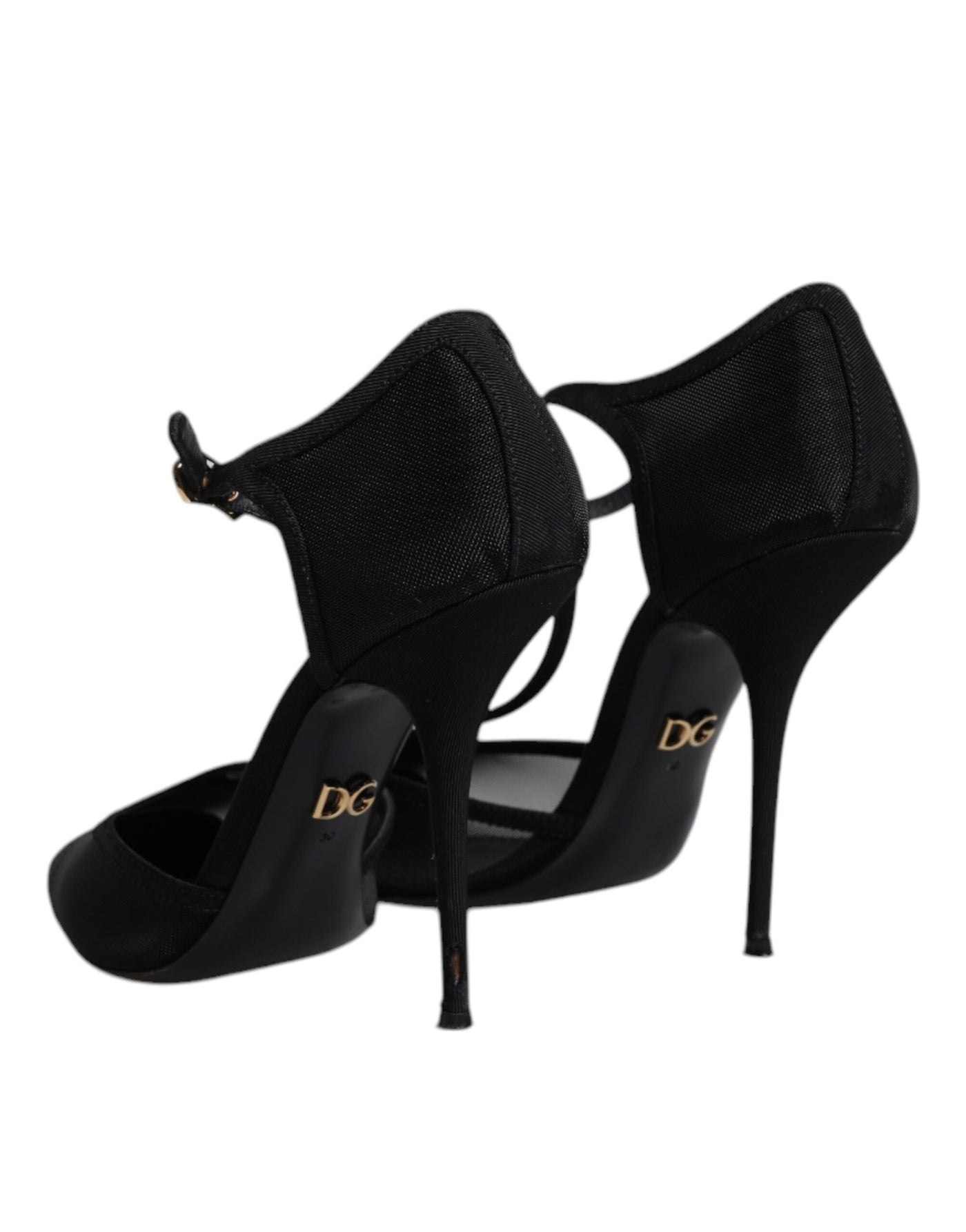 Dolce & Gabbana Schwarz Mesh T-strap Stiletto High Heels Schuhe