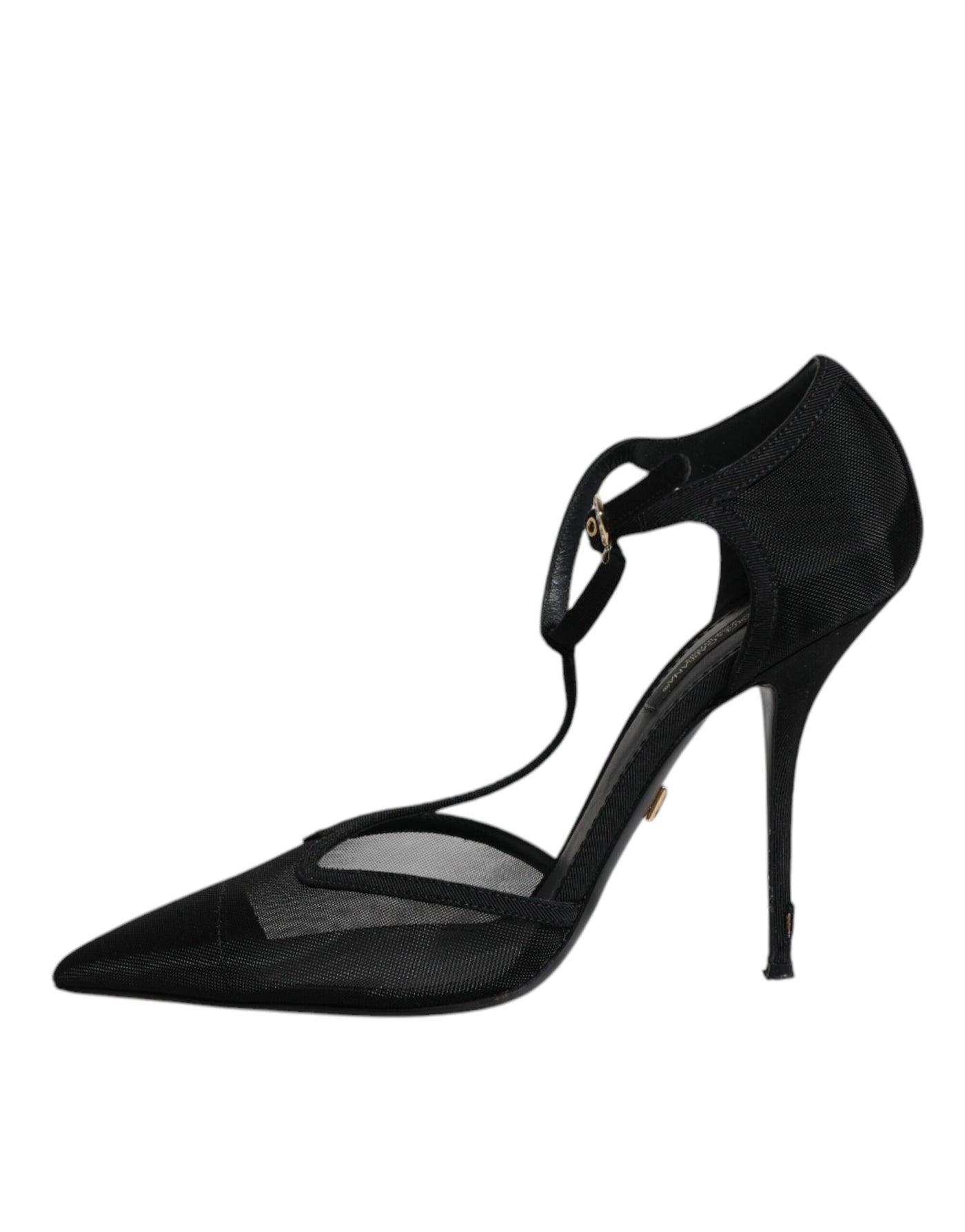Dolce & Gabbana Schwarz Mesh T-strap Stiletto High Heels Schuhe