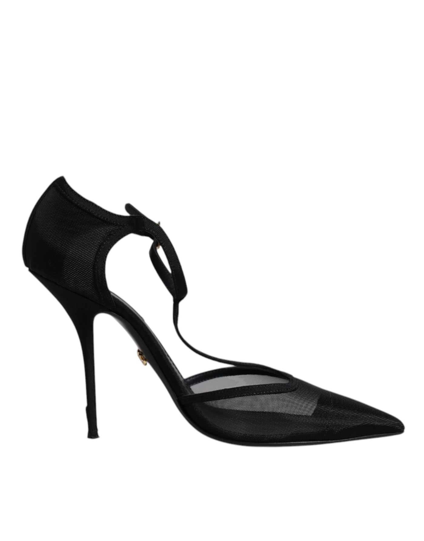 Dolce & Gabbana Schwarz Mesh T-strap Stiletto High Heels Schuhe