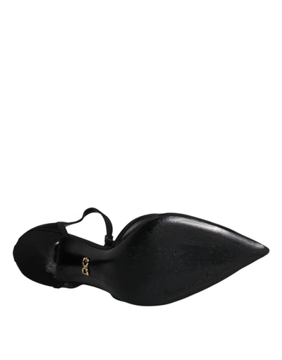 Dolce & Gabbana Schwarz Mesh T-strap Stiletto High Heels Schuhe