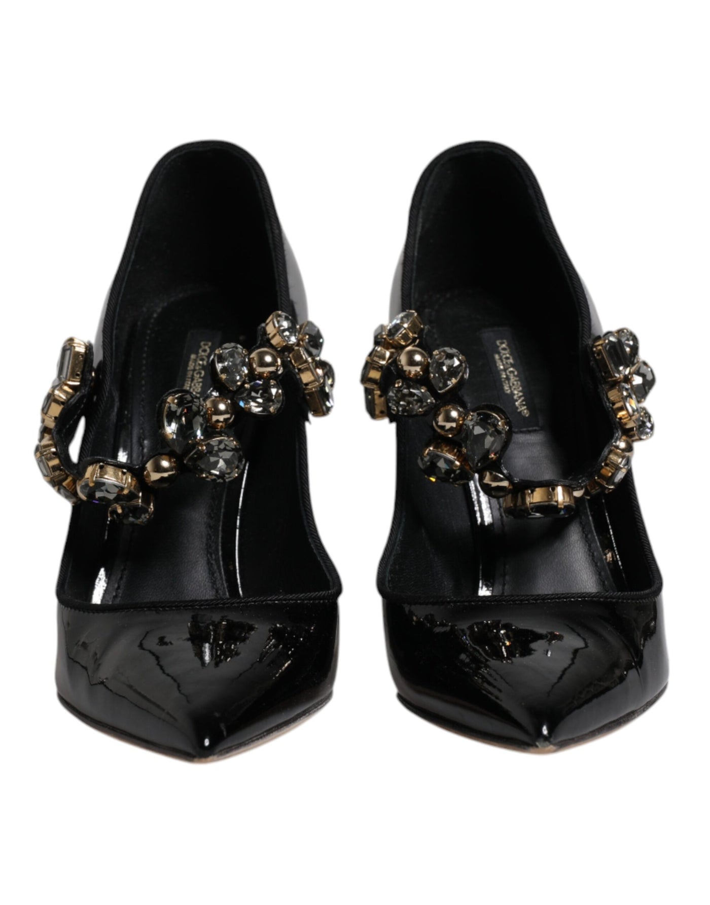Dolce & Gabbana Schwarz Leder Kristall Mary Jane Pumps Schuhe