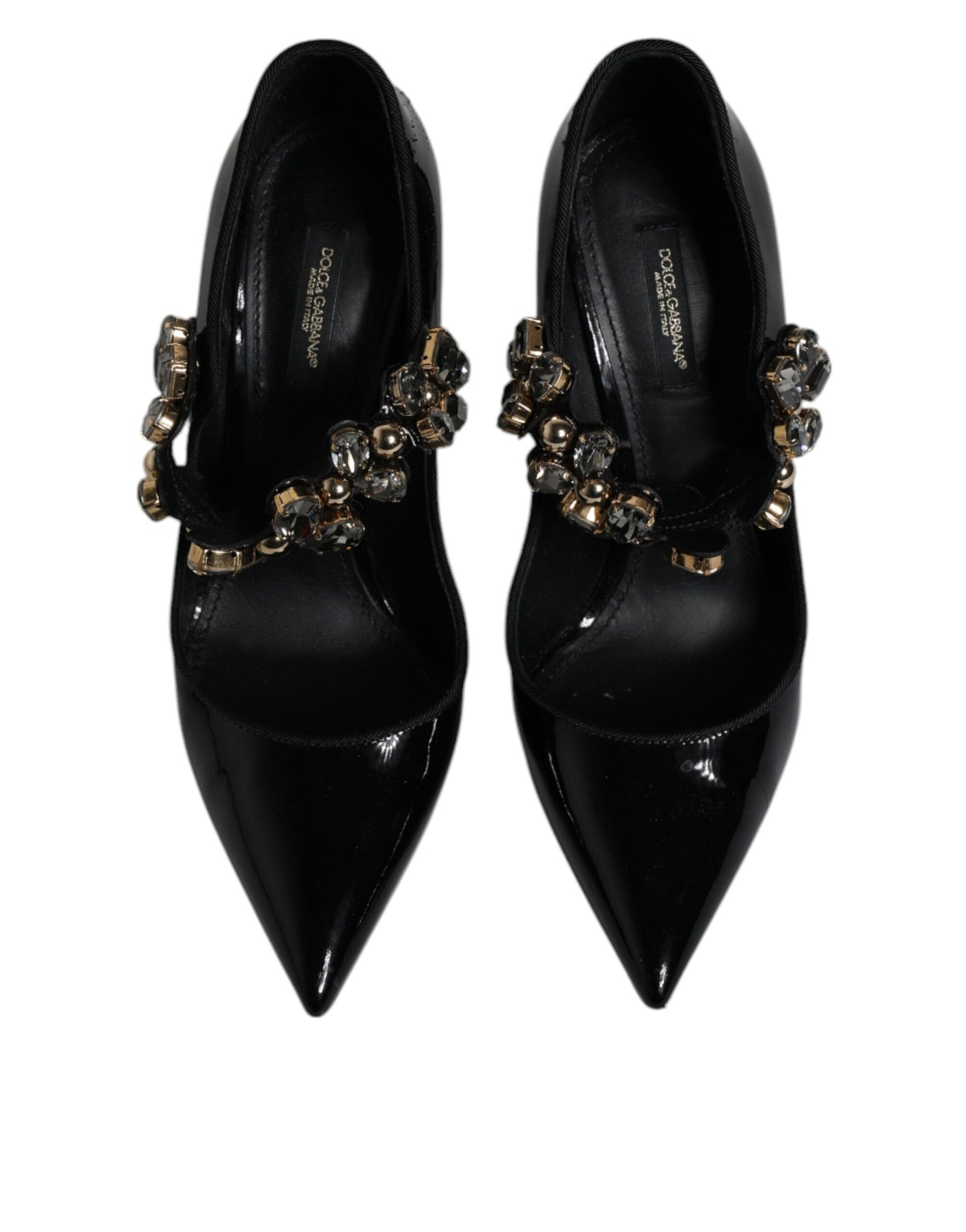 Dolce & Gabbana Schwarz Leder Kristall Mary Jane Pumps Schuhe