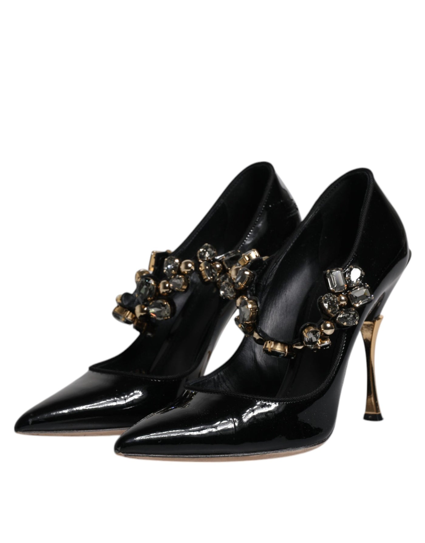 Dolce & Gabbana Schwarz Leder Kristall Mary Jane Pumps Schuhe
