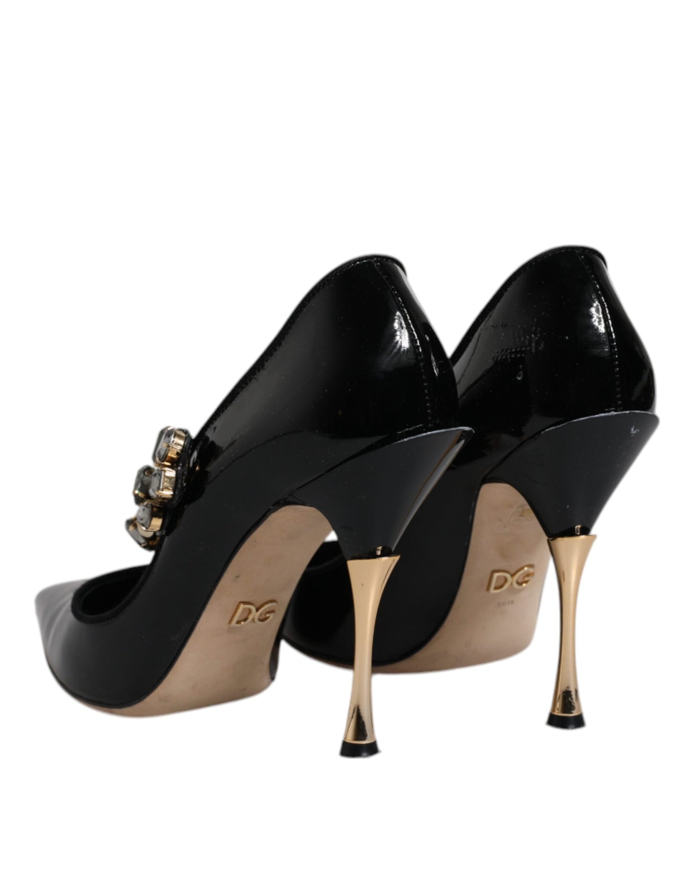 Dolce & Gabbana Schwarz Leder Kristall Mary Jane Pumps Schuhe