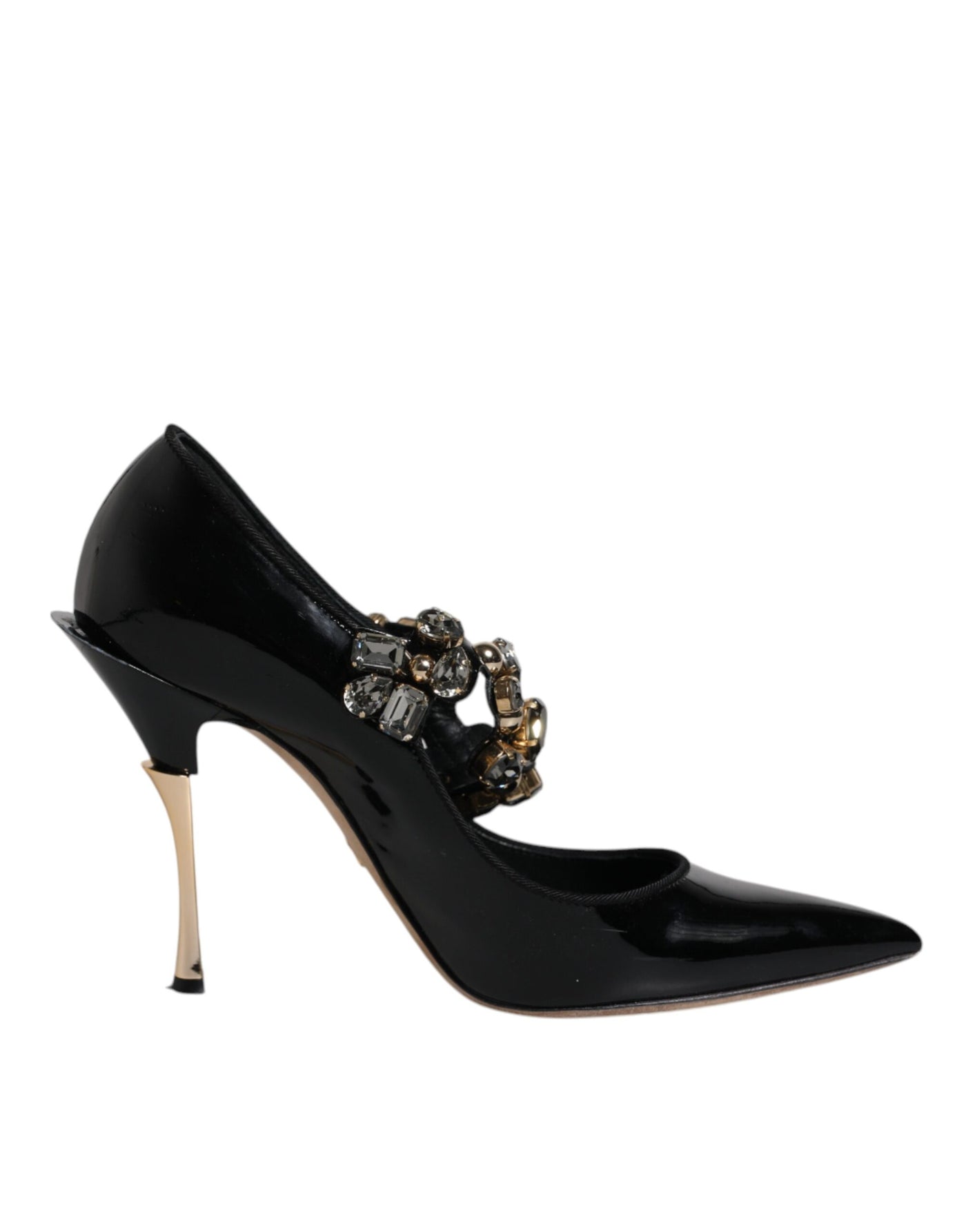 Dolce & Gabbana Schwarz Leder Kristall Mary Jane Pumps Schuhe