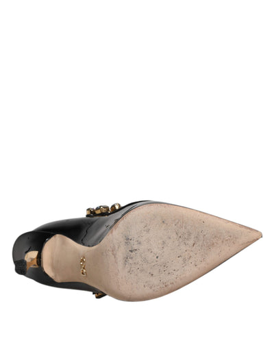 Dolce & Gabbana Schwarz Leder Kristall Mary Jane Pumps Schuhe