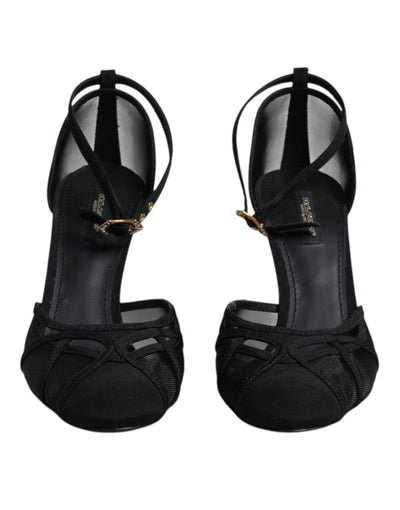 Dolce & Gabbana Schwarz Mesh Knöchelriemen Heels Pumps Schuhe