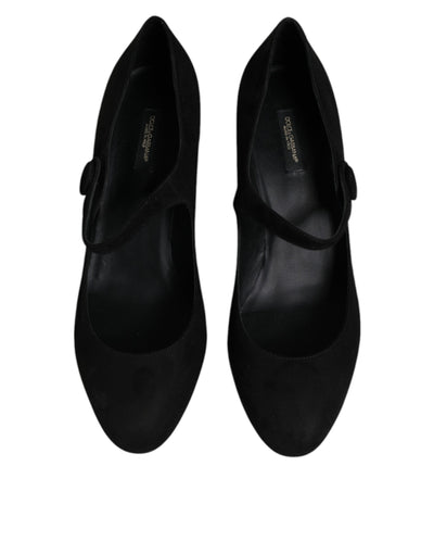 Dolce & Gabbana Schwarz Wildleder Leder Blockabsatz Pumps Schuhe