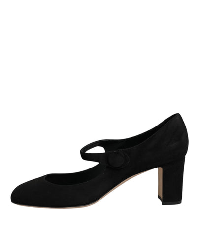 Dolce & Gabbana Schwarz Wildleder Leder Blockabsatz Pumps Schuhe