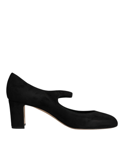 Dolce & Gabbana Schwarz Wildleder Leder Blockabsatz Pumps Schuhe