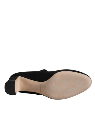 Dolce & Gabbana Schwarz Wildleder Leder Blockabsatz Pumps Schuhe