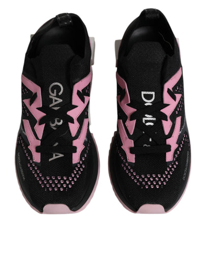 Dolce & Gabbana Schwarz Rosa SORRENTO Sport Stretch Turnschuhe Schuhe