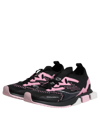 Dolce & Gabbana Schwarz Rosa SORRENTO Sport Stretch Turnschuhe Schuhe