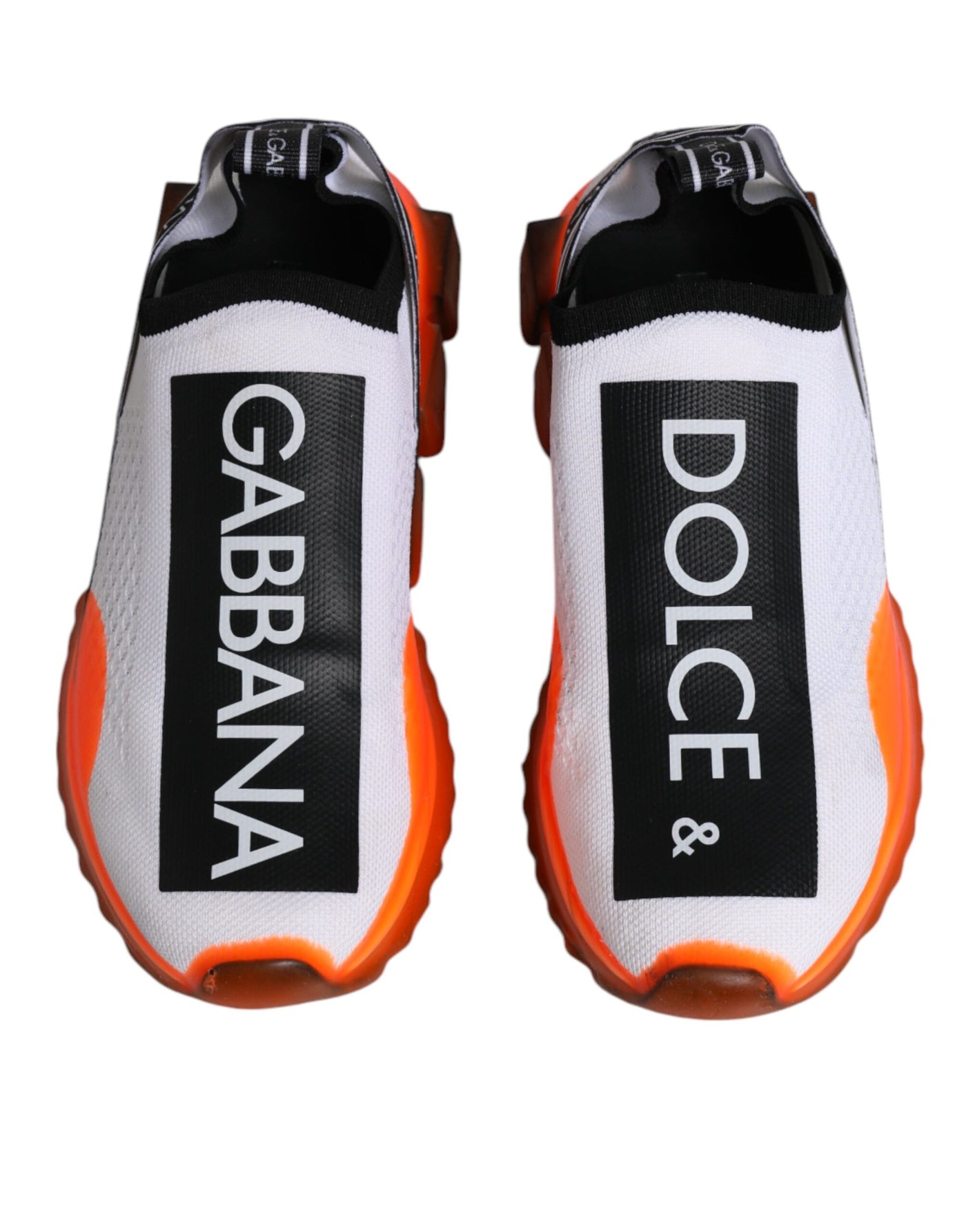 Dolce & Gabbana Weiß Orange Slip On Sorrento Turnschuhe Schuhe