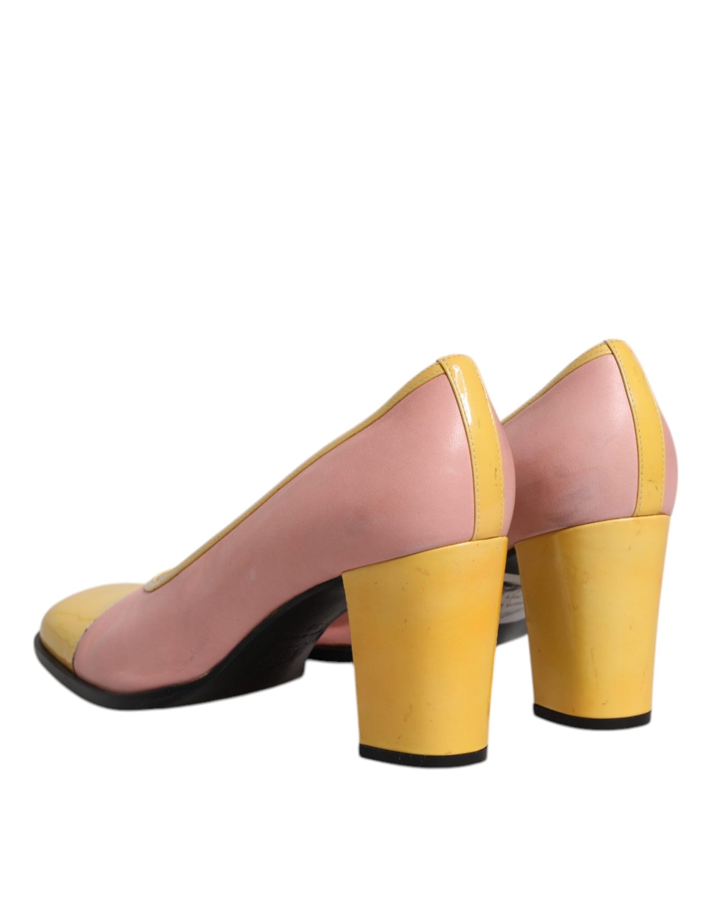 Dolce & Gabbana Rosa Gelb Leder Blockabsatz Pumps Schuhe