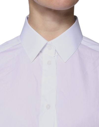 Dolce & Gabbana Weißes Baumwollhemd mit Kragen und langen Ärmeln