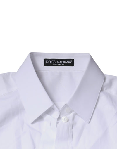 Dolce & Gabbana Weißes Baumwollhemd mit Kragen und langen Ärmeln