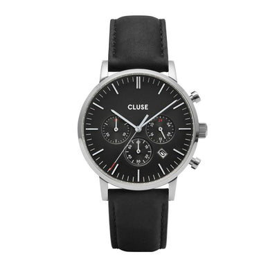 Cluse Schwarze Lederuhr