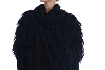 Dolce & Gabbana Schwarzer Fransen-Wollpullover