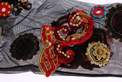 Dolce & Gabbana Schwarze Stretch Carretto Crystal Socken