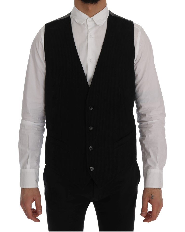 Dolce & Gabbana Schwarze STAFF Baumwollseidenweste