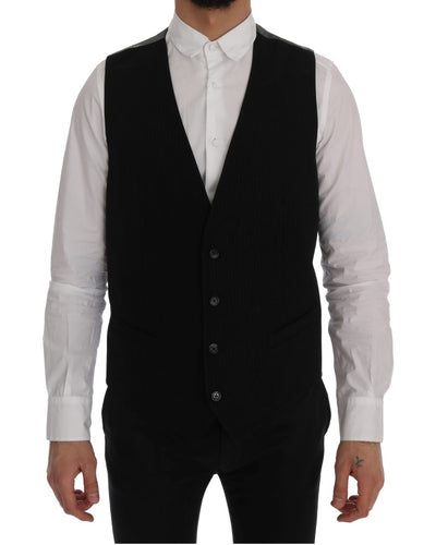 Dolce & Gabbana Schwarze STAFF Baumwollseidenweste