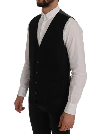 Dolce & Gabbana Schwarze STAFF Baumwollseidenweste
