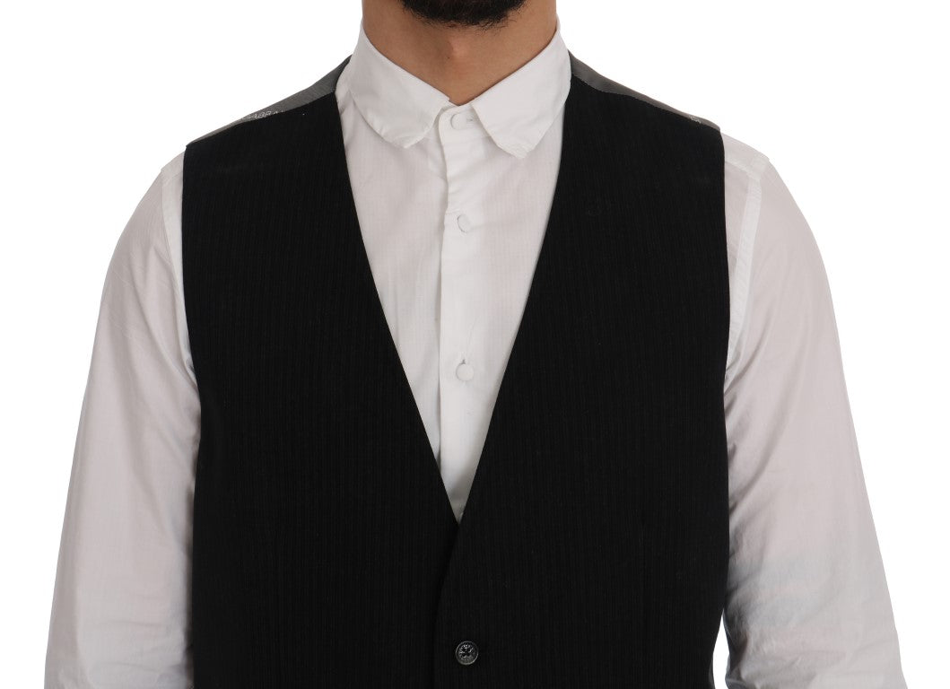 Dolce & Gabbana Schwarze STAFF Baumwollseidenweste