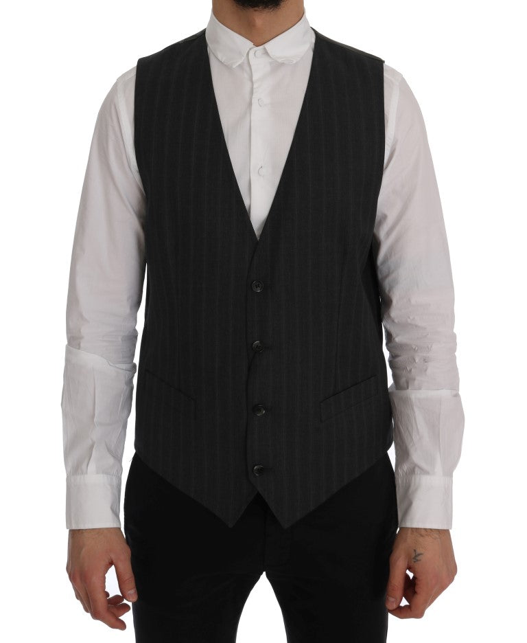 Dolce & Gabbana Graue STAFF Wool Stretch-Weste