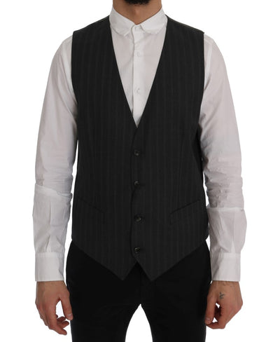 Dolce & Gabbana Graue STAFF Wool Stretch-Weste