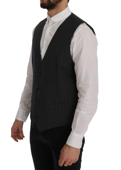 Dolce & Gabbana Graue STAFF Wool Stretch-Weste