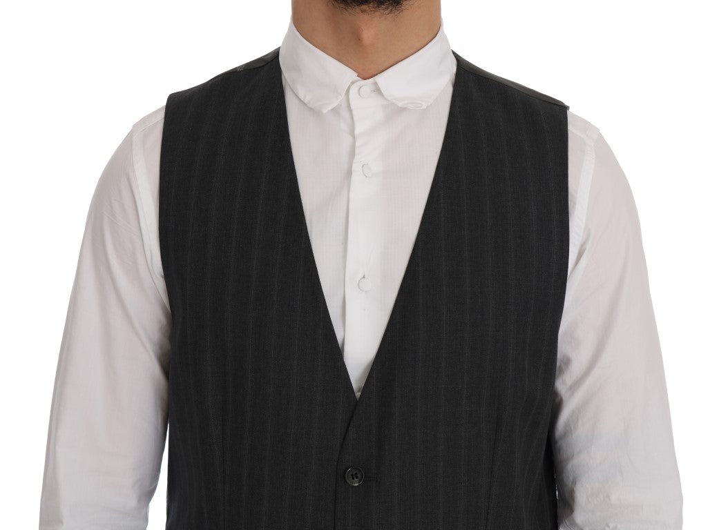 Dolce & Gabbana Graue STAFF Wool Stretch-Weste
