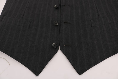Dolce & Gabbana Graue STAFF Wool Stretch-Weste