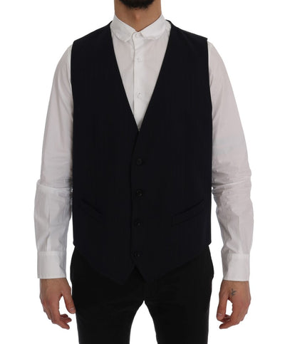 Dolce & Gabbana Blaue STAFF Wool-Stretch-Weste