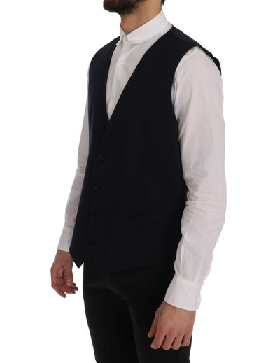 Dolce & Gabbana Blaue STAFF Wool-Stretch-Weste