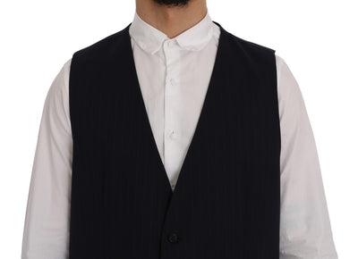 Dolce & Gabbana Blaue STAFF Wool-Stretch-Weste