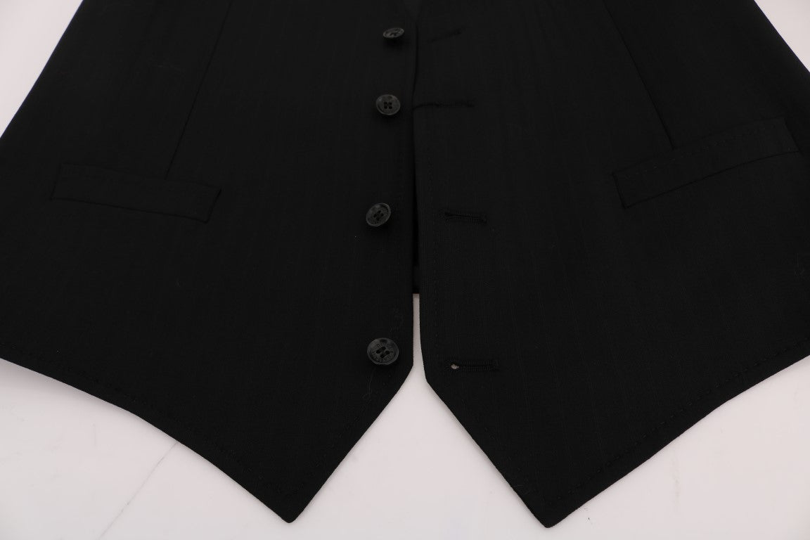 Dolce & Gabbana Schwarze STAFF Wool-Stretch-Weste