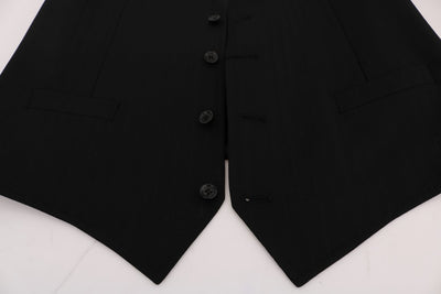 Dolce & Gabbana Schwarze STAFF Wool-Stretch-Weste