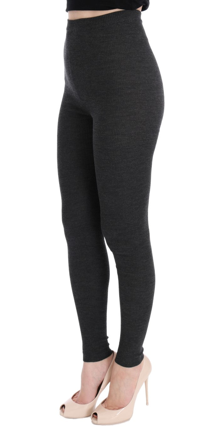 Dolce & Gabbana Graue Stretch-Strumpfhose aus Wolle