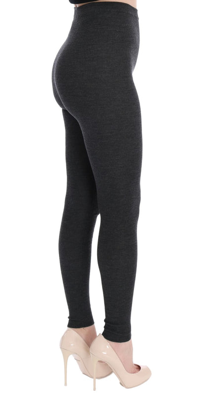 Dolce & Gabbana Graue Stretch-Strumpfhose aus Wolle