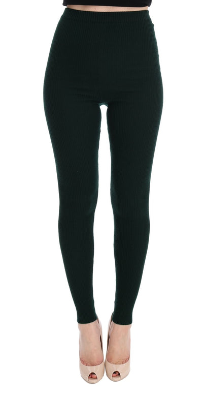 Dolce & Gabbana Grüne Woll-Stretch-Strumpfhose
