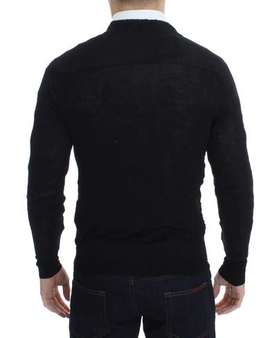 Costume National Schwarze Strickjacke mit Knöpfen aus feiner Wolle