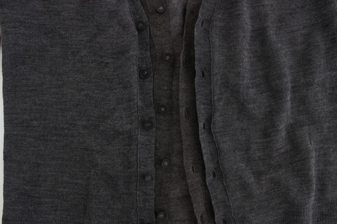 Costume National Grauer Wollpullover mit Knopfleiste