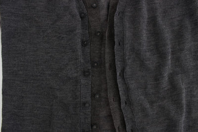 Costume National Grauer Wollpullover mit Knopfleiste