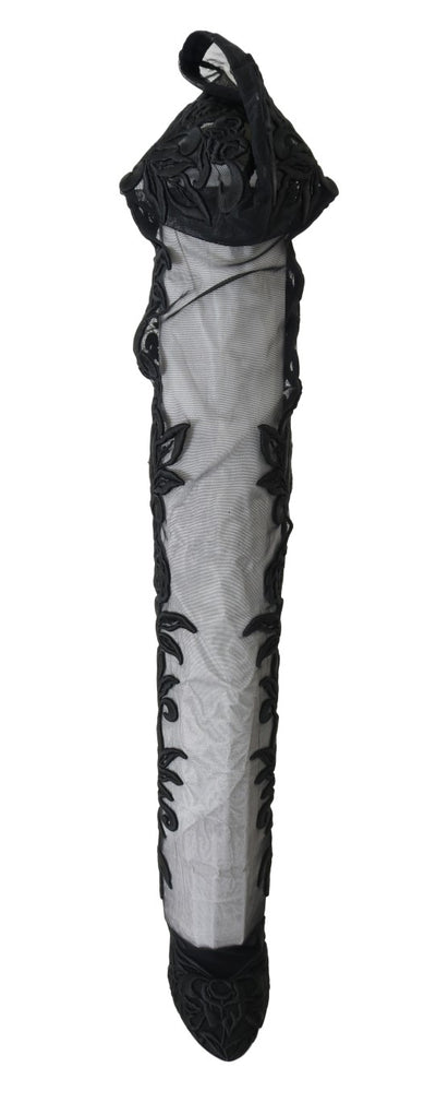 Dolce & Gabbana Schwarze floral bestickte Socken Stiefel