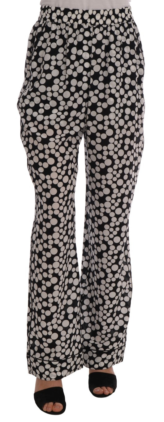 Dolce & Gabbana Schwarz Weiß Polka Dottes Seidenhosen