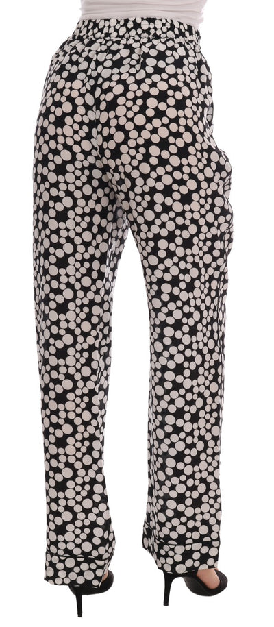Dolce & Gabbana Schwarz Weiß Polka Dottes Seidenhosen