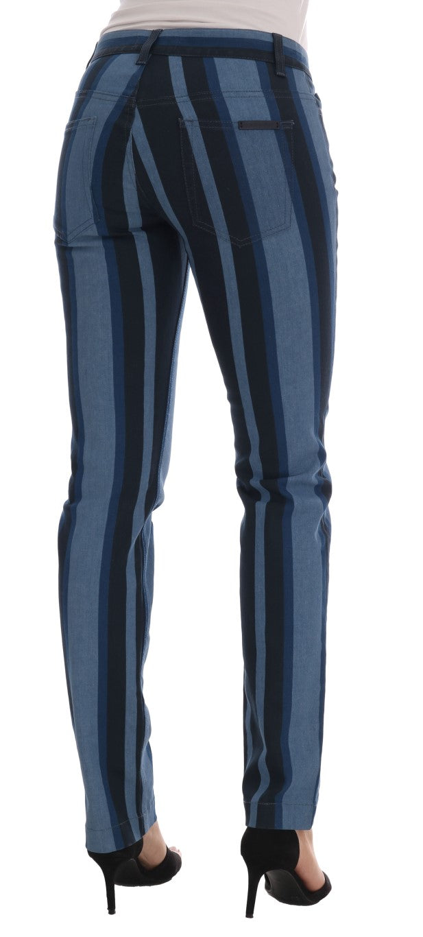 Dolce & Gabbana Blaue GIRLY Jeans aus gestreifter Baumwolle